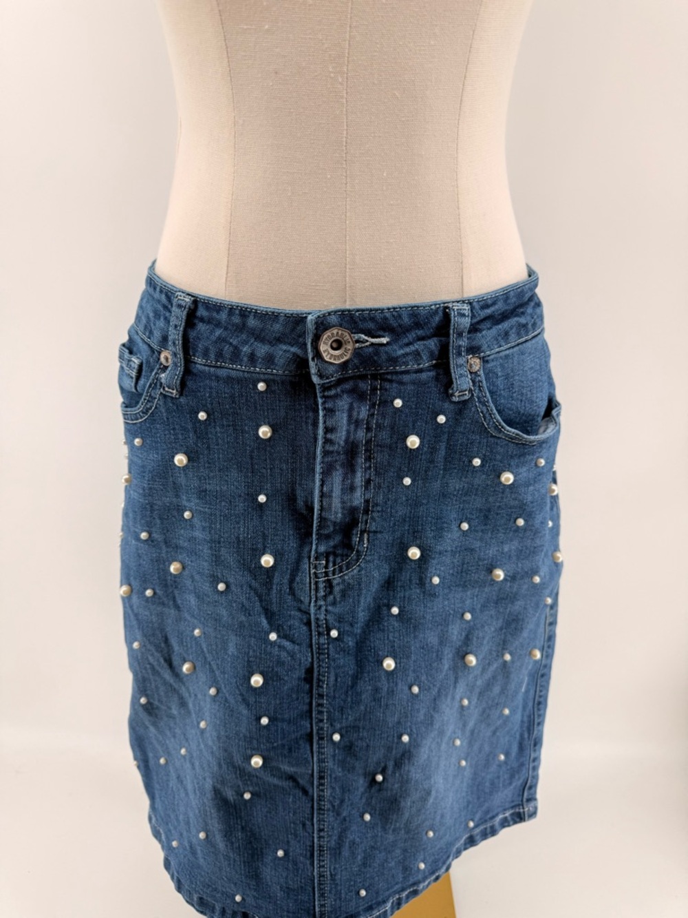 Y2K Hydraulic Pearl Studded Midi Skirt Size 10